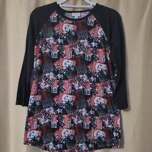 Lularoe Randy Tee NWOT DISNEY villians Alice in Wonderland  Queen Black & Red